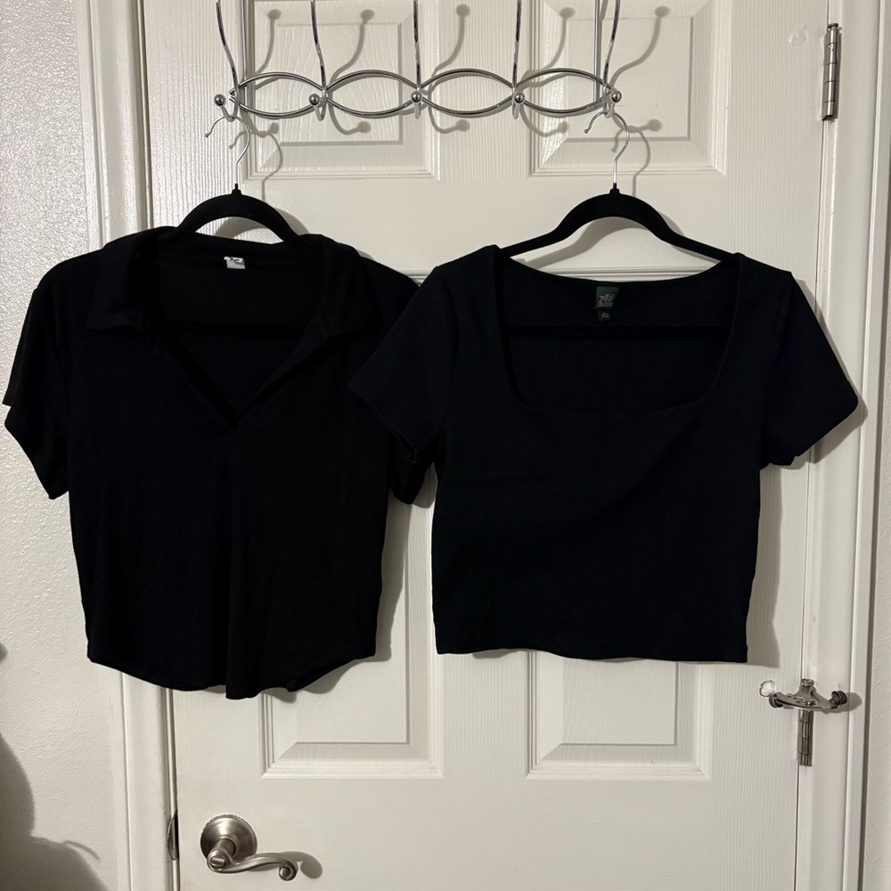 Bundle 2 Women’s Black Crop Tops Large Old Navy Target